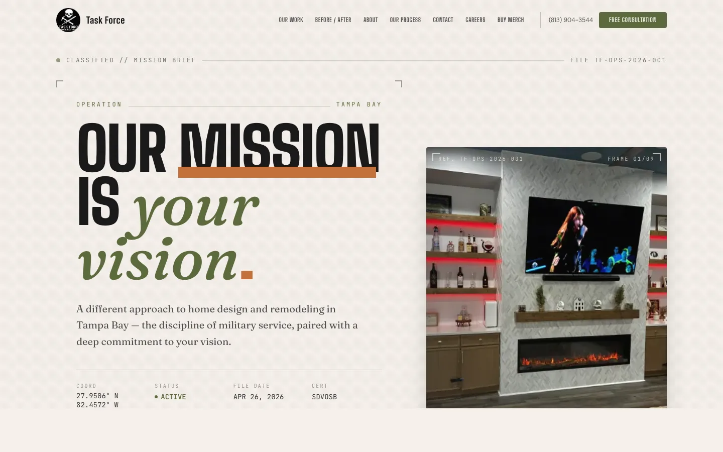 TaskForceContractors — A full-stack Next.js site with a built-in admin CRM. The public side shows off 1